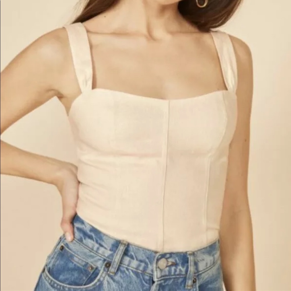 NWOT Reformation Natural Cream Linen Top US 2